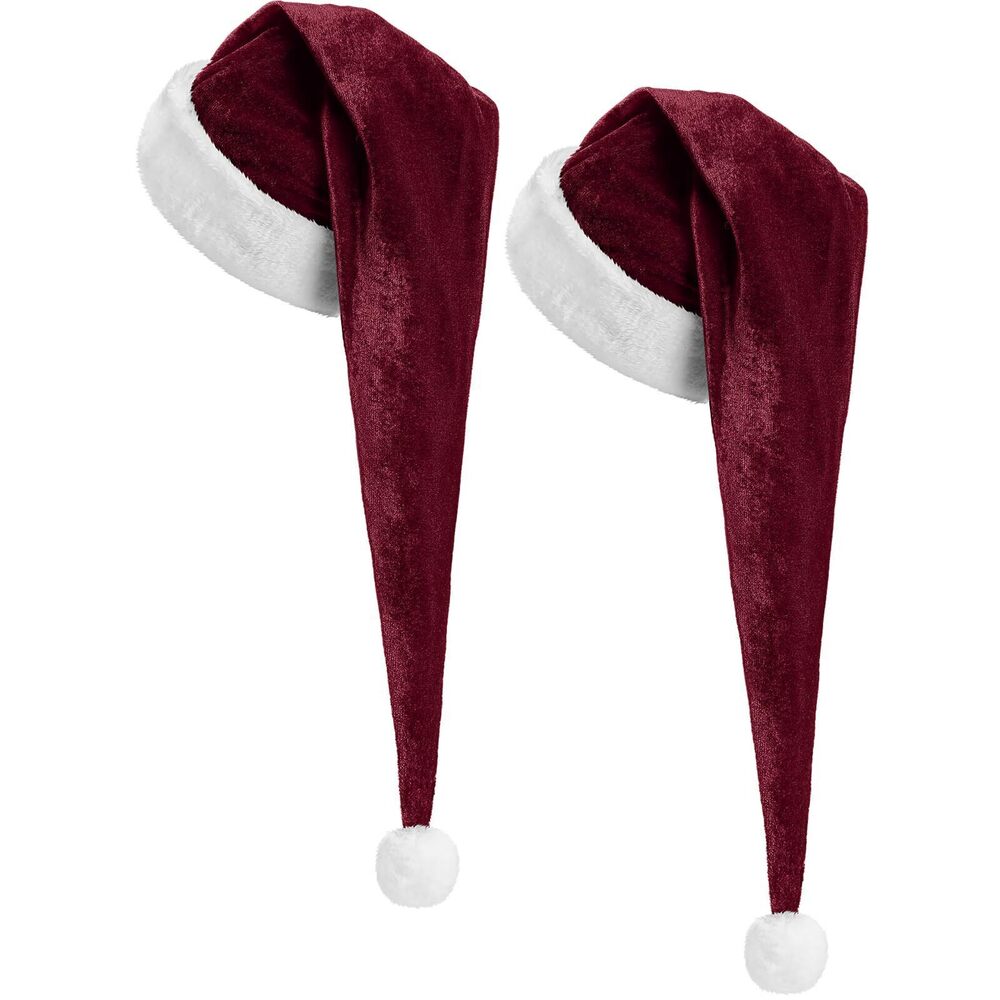 5545 2 Pcs Santa Hat Adults Unisex Velvet Christmas Hat Extra Thicken